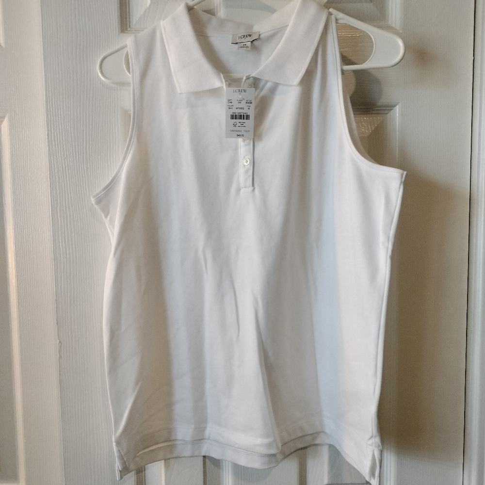 NEW WITH TAG J. Crew Women Medium White Sleeveless Polo